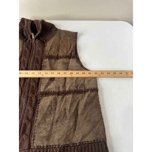 Designers Studio Women's Brown Suede & Knit‎ Vest XL Full Zip Casual - Picture 11 of 13